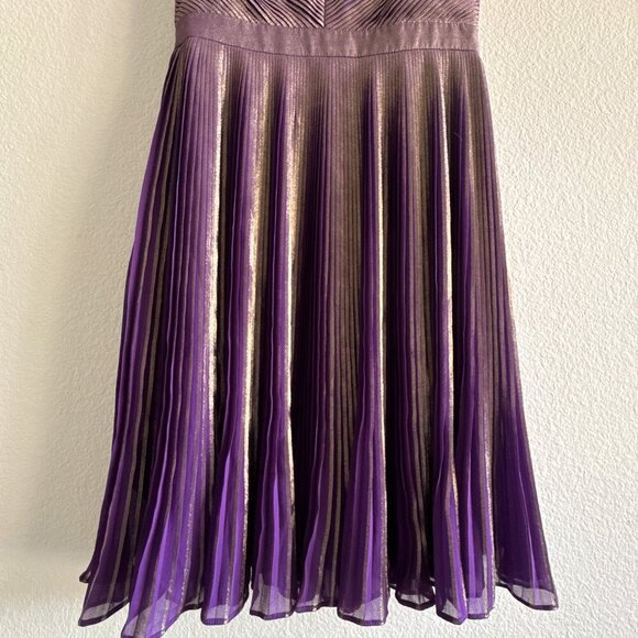 Karen Millen Purple Metallic Plisse Pleated Mini Dress Crisscross Straps Sz 6 - Picture 12 of 14